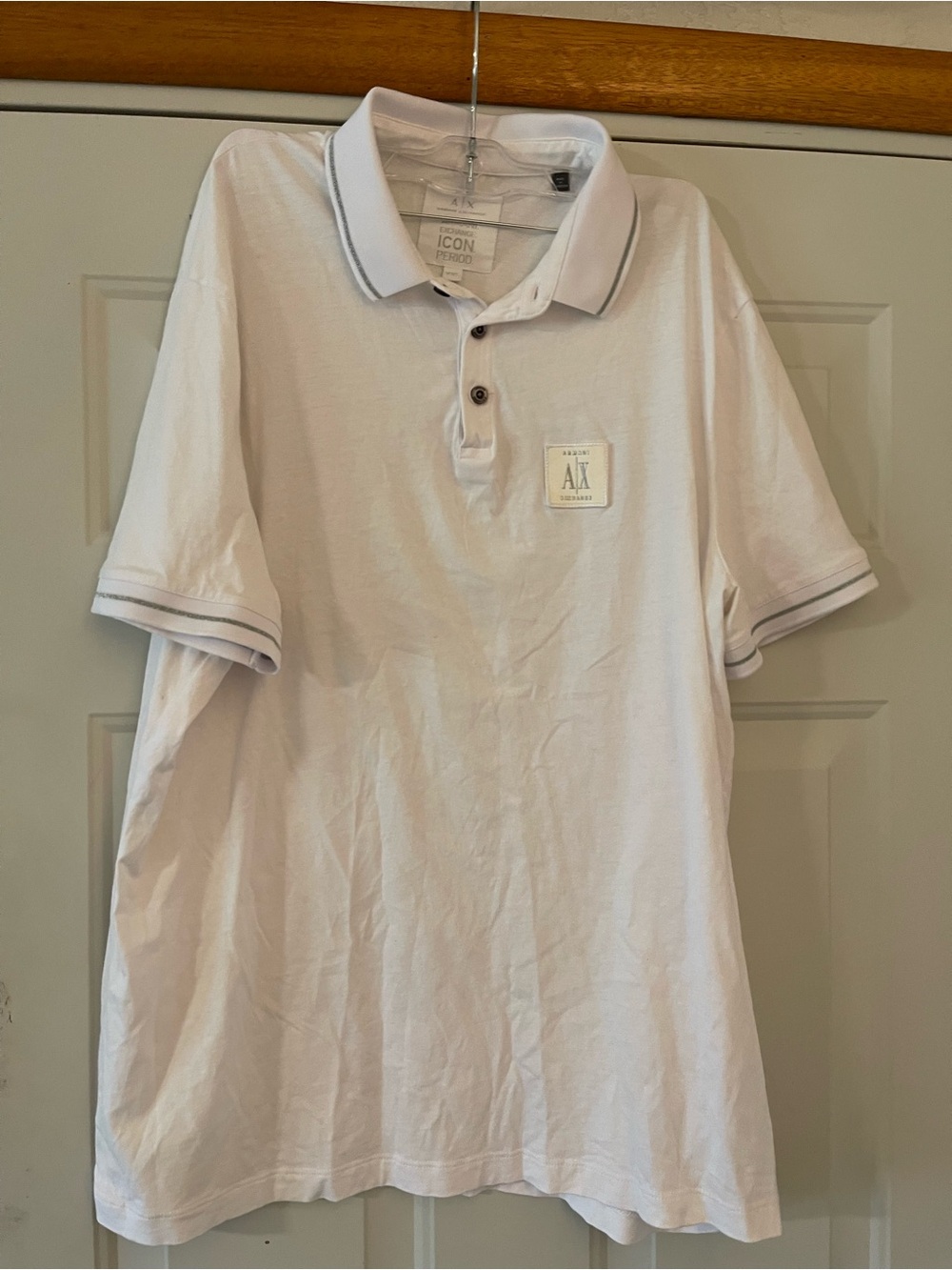 Armani  Exchange A|X Designer Polo Shirt Icon Period Mens XXL White / Cotton